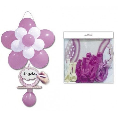 Globos flor chupete rosa