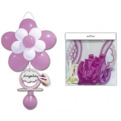 Globos flor chupete rosa