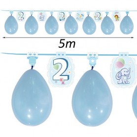 Guirnalda con globos para cumpleaaños niño 2 años