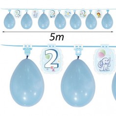 Guirnalda con globos para cumpleaños niño 2 años
