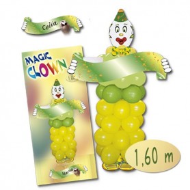 Kit de payaso con globos verdes y amarillos