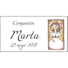 Etiqueta comunion niña vidriera