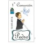 Adhesivo vino niño con paloma