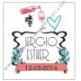Adhesivo vino boda botella