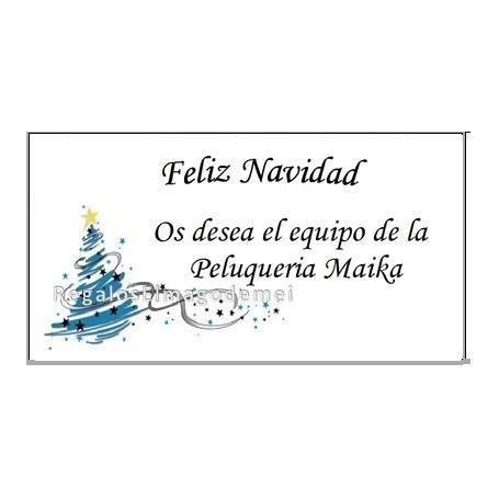 Etiqueta Navidad arbol azul