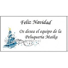 Etiqueta Navidad arbol azul