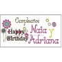 Etiqueta cumple happy flores