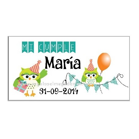 Etiqueta cumpleaños buho