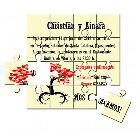 Puzzle para invitación de boda