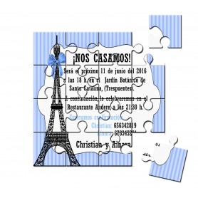 Puzzle para invitación de boda Torre Eiffel