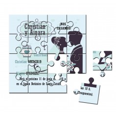 Puzzle para invitación de boda siluetas en lata personalizada