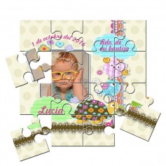 Recordatorio con foto de Bautizo unisex en puzzle