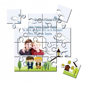 Recordatorio de comunion en puzzle gemelos o mellizos con foto