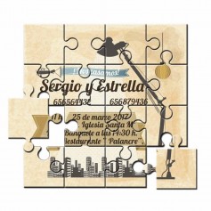 Invitacion de boda en puzzle en lata personalizada