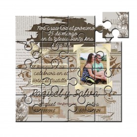 Invitacion boda en puzzle papel rasgado