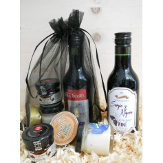 Pack Gourmet vino tinto Crianza Pata Negra con 1 tarro de queso, 1 tarro miel y 1 tarrina pate