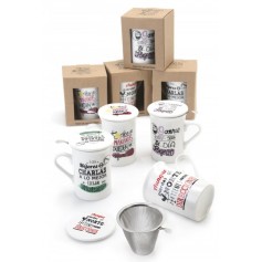 Taza de infusión con frases para detalle de invitados