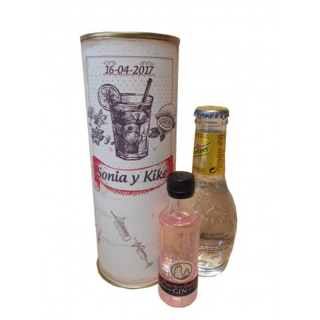 Gin Tonic Schweppes Premium con Ginebra Puerto de Indias STRAWBERRY en lata personalizada