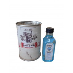 Botellin miniatura Ginebra Bombay Sapphire en lata personalizada