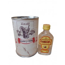 Botellin miniatura Ginebra Gordon´s en lata personalizada