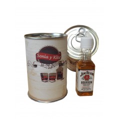 Botellin miniatura Whisky Jim Beam en lata personalizada