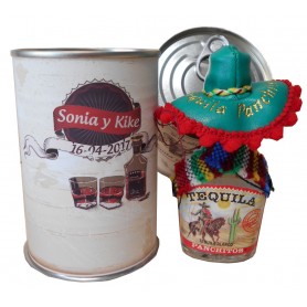 Botellin miniatura Tequila Panchito en lata personalizada