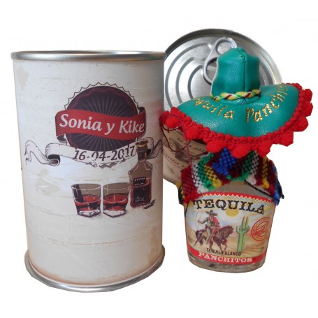 Botellin miniatura Tequila Panchito en lata personalizada