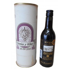 Miniatura Botellín vino tinto Joven Antaño en lata personalizada