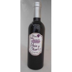 Botella brillante imitacion a botella vino con 3 piezas y etiqueta adhesiva personalizada