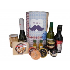 Lata personalizada para regalo hombre con abre fácil con productos gourmet