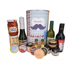 Lata personalizada con productos delicatessen para regalos hombre