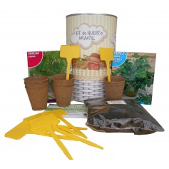 Kit de huerto infantil con semilleros, tierra turba, semillas Eneldo, semillas Perejil y marcaje de semilleros
