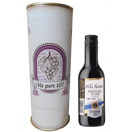 Botellin Vino Tinto Crianza Pata Negra en lata personalizada