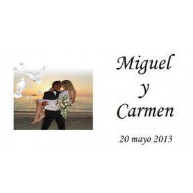 Etiqueta con foto boda simple