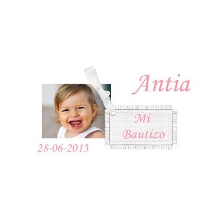 Etiqueta foto Bautizo niña