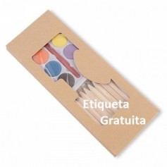 Set de 10 lapices color mas acuarelas con etiqueta personalizada