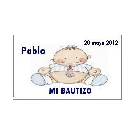 Tarjeta Bautizo bebe sentado