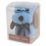 Toalla perrito gafas azul en cajita