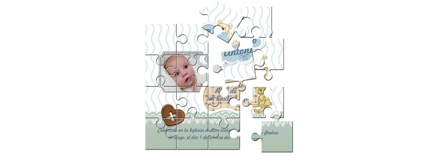 Recordatorios o invitaciones Bautizo Puzzle